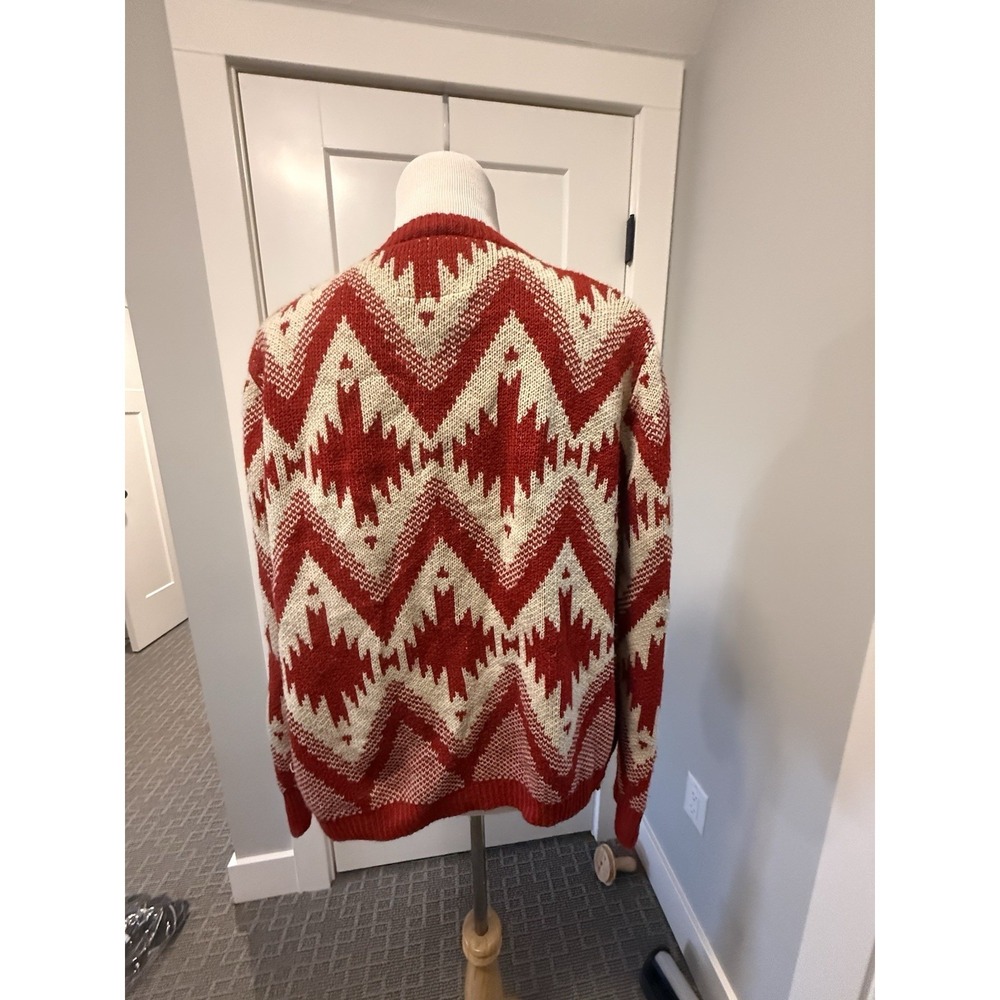 Vintage Ci‎ Sono Cardigan Sweater Womens S/M Red Tribal Aztec Knit Open Front - Picture 4 of 4